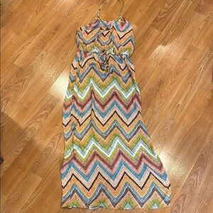City Studio Orange and Green Maxi Dress